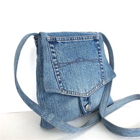 blue jean crossbody bag.